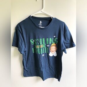 Buddy the Elf Smiling is My Favorite Navy Blue Christmas Holiday Tee Shirt